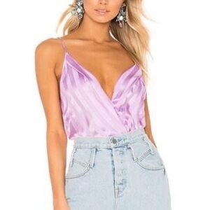 Michelle Mason Silk Camisole Bodysuit in pink / purple sz 6